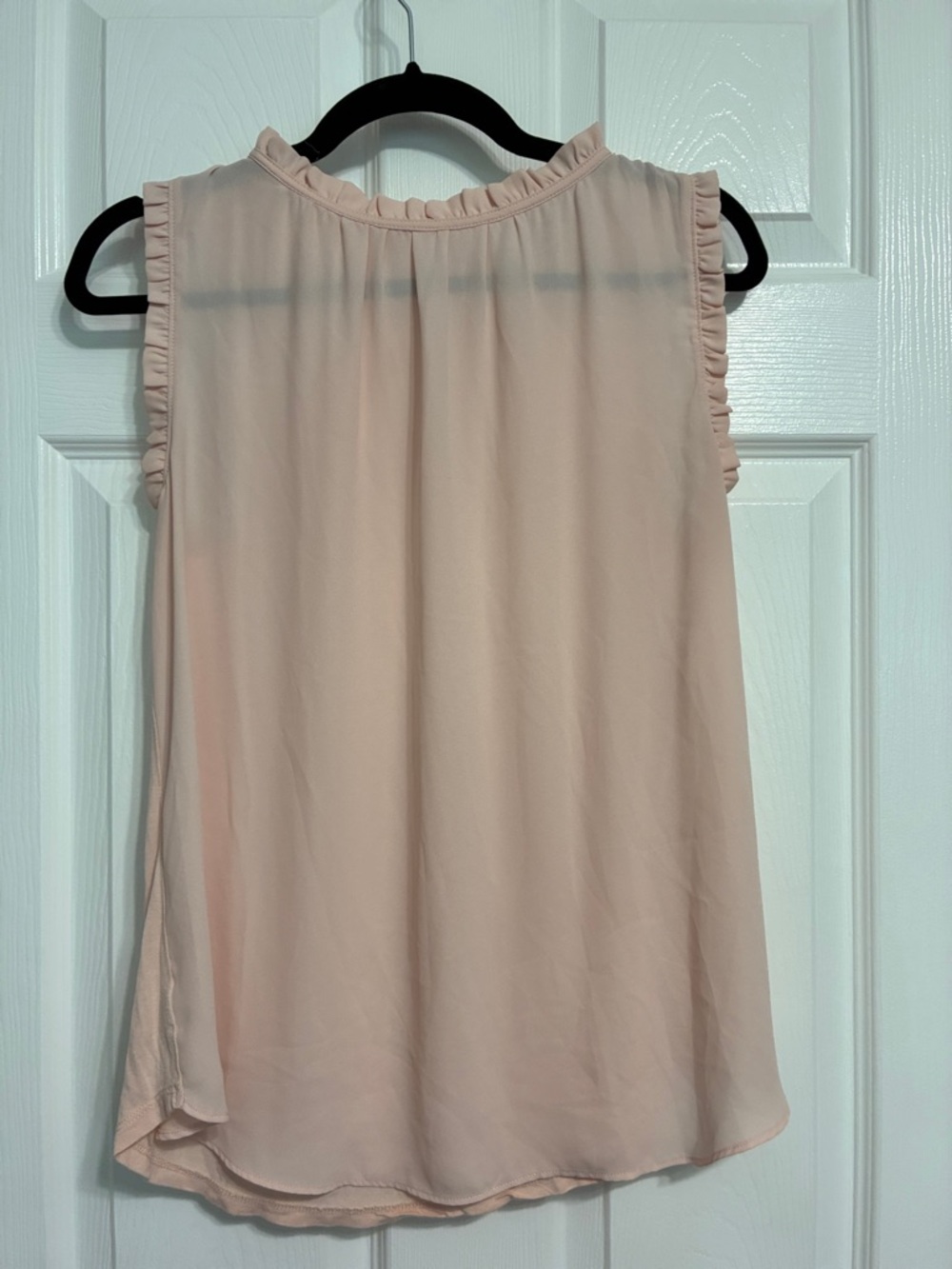 Loft Women's Pale Pink Ruffle Trim Sleeveless Blouse
